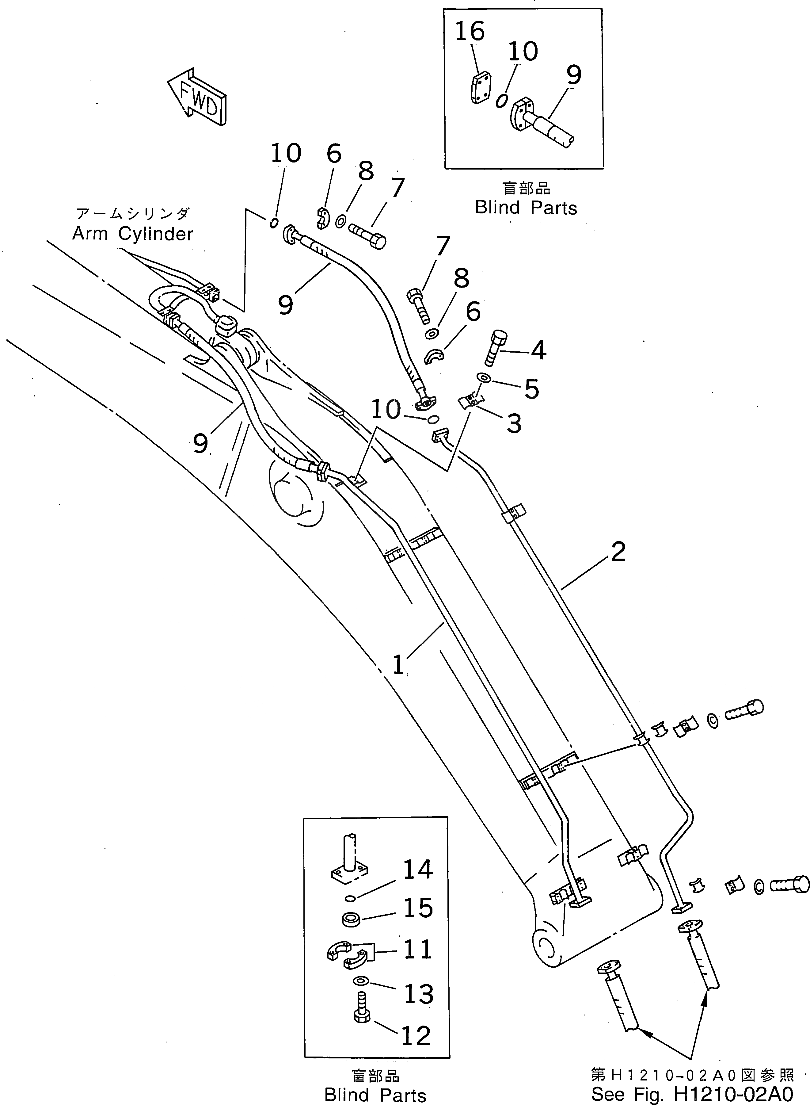 Схема запчастей Komatsu PC350LC-6 - СТРЕЛА (ЦИЛИНДР РУКОЯТИ) РАБОЧЕЕ ОБОРУДОВАНИЕ