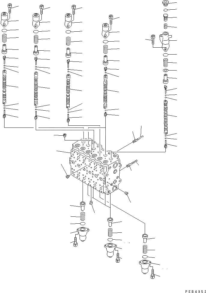 Схема запчастей Komatsu PC350LC-6 - ОСНОВН. КЛАПАН (-АКТУАТОР) (/)(№-999) ОСНОВН. КОМПОНЕНТЫ И РЕМКОМПЛЕКТЫ