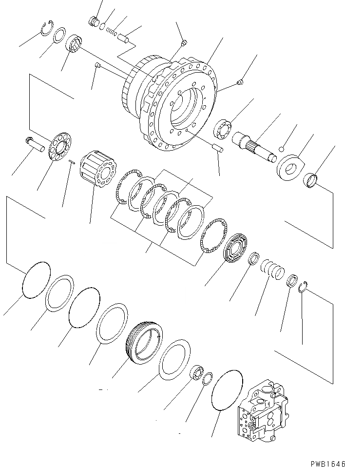Схема запчастей Komatsu PC350LC-6Z - МОТОР ХОДА (/)(№-999) ОСНОВН. КОМПОНЕНТЫ И РЕМКОМПЛЕКТЫ