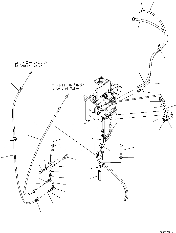 Схема запчастей Komatsu PC350NLC-8 - БЫСТРОСЪЕМН. МЕХ-М ЛИНИЯ (PPC ТРУБЫ) ( АКТУАТОР) (№K8-) H ГИДРАВЛИКА