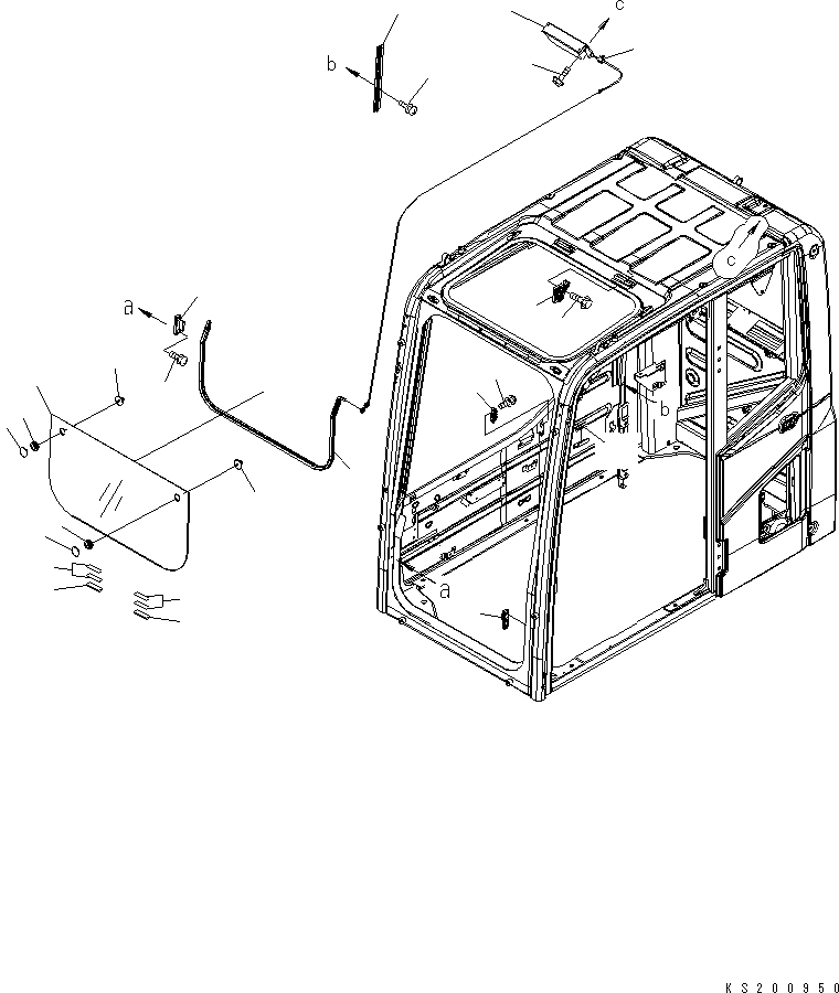 Схема запчастей Komatsu PC350NLC-8 - OPERATORґS КАБИНА (ПЕРЕДН. НИЖН. ОКНА) K OPERATORґS ОБСТАНОВКА И СИСТЕМА УПРАВЛЕНИЯ