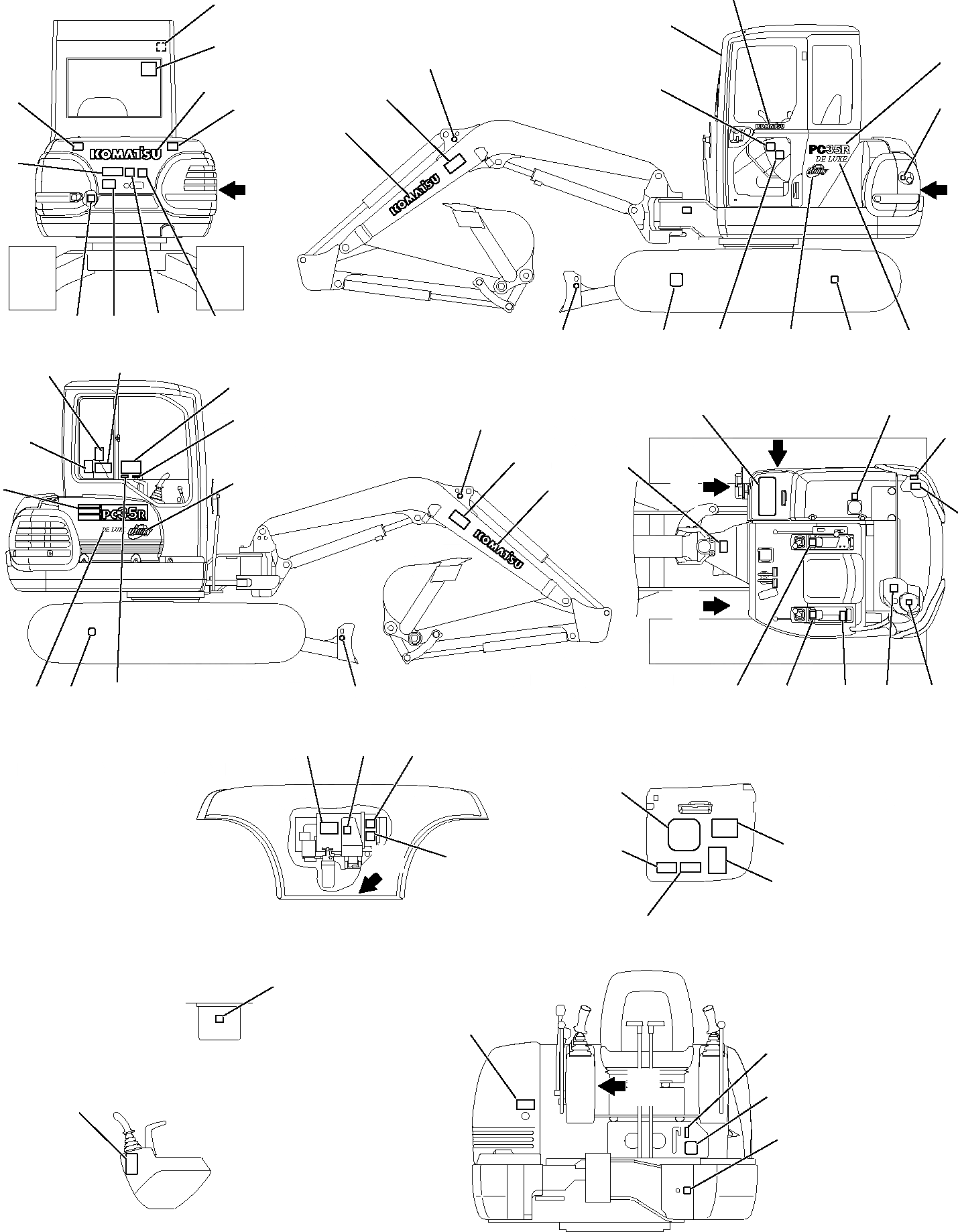 Схема запчастей Komatsu PC35R-8 DELUXE - МАРКИРОВКА (КАБИНА) МАРКИРОВКА