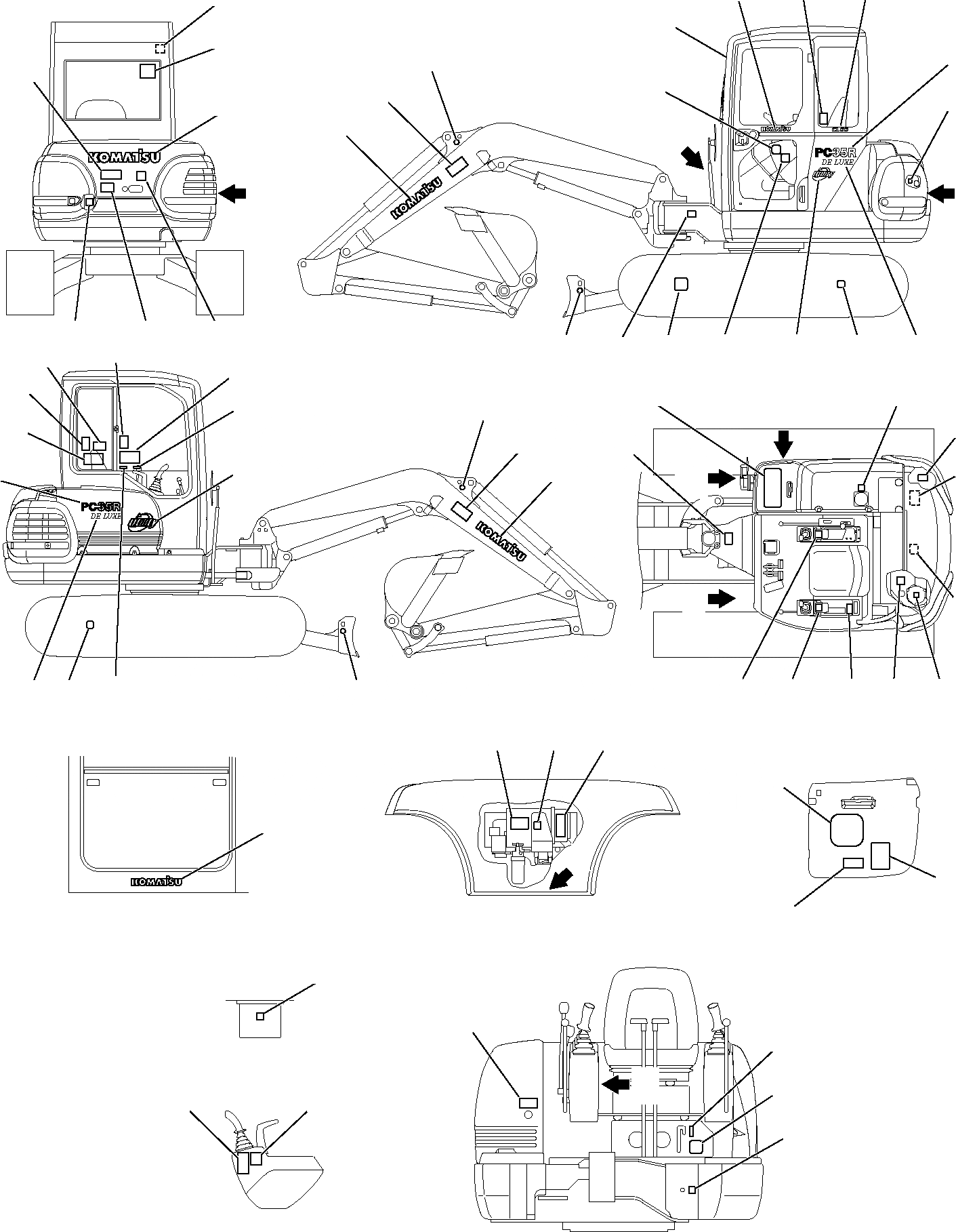 Схема запчастей Komatsu PC35R-8 DELUXE - МАРКИРОВКА (КАБИНА) МАРКИРОВКА