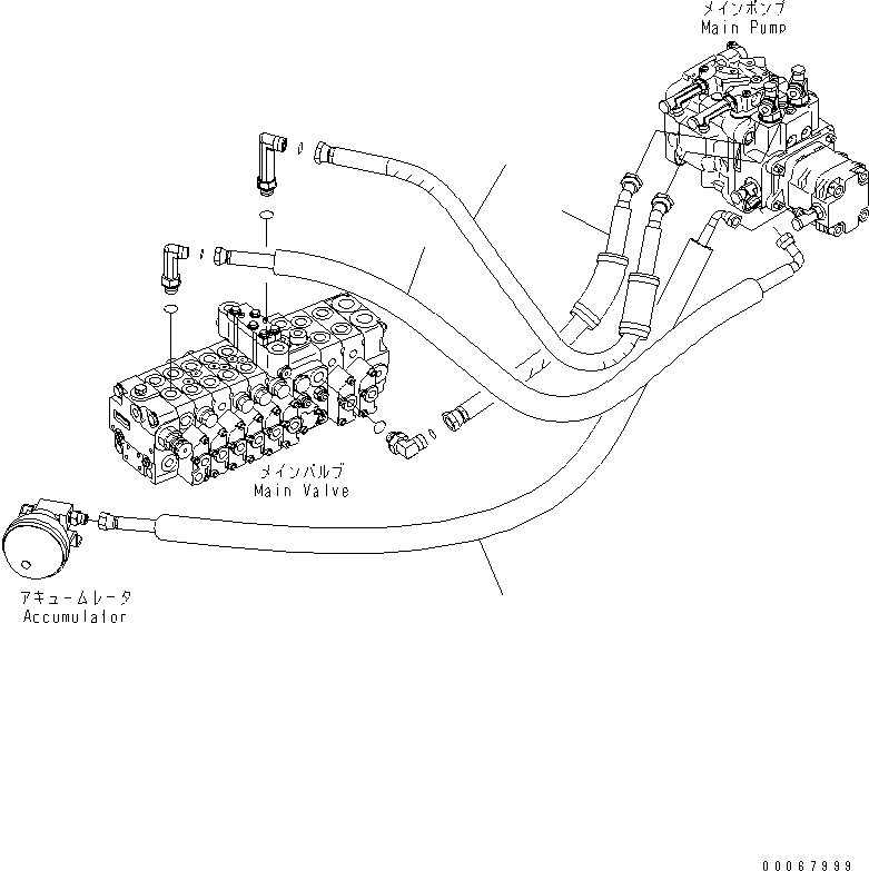 Схема запчастей Komatsu PC35MR-3 - ЛИНИЯ ПОДАЧИ ГИДРАВЛИКА