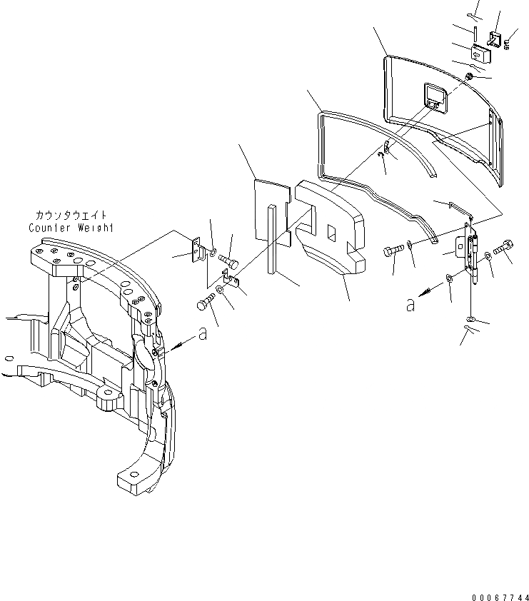 Схема запчастей Komatsu PC35MR-3 - КАПОТ ЧАСТИ КОРПУСА