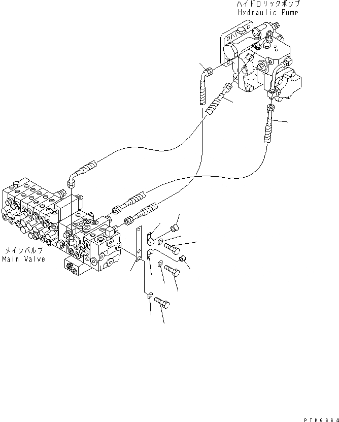 Схема запчастей Komatsu PC35MR-1 - ЛИНИЯ ПОДАЧИ ГИДРАВЛИКА