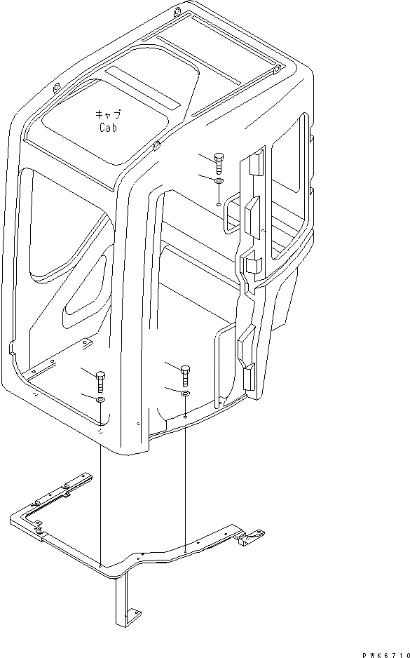 Схема запчастей Komatsu PC35MR-1 - КАБИНА (КРЕПЛЕНИЕ БОЛТ) КАБИНА ОПЕРАТОРА И СИСТЕМА УПРАВЛЕНИЯ