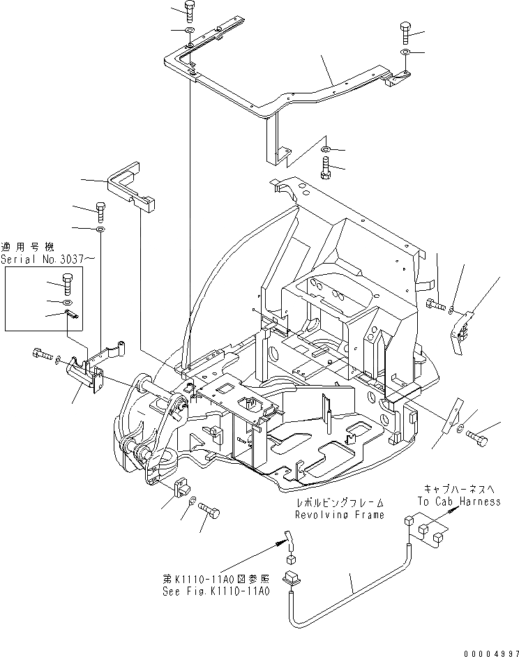 Схема запчастей Komatsu PC35MR-1 - ПОКРЫТИЕ ПОЛА (КАБИНА КОРПУС КРЕПЛЕНИЯ) КАБИНА ОПЕРАТОРА И СИСТЕМА УПРАВЛЕНИЯ