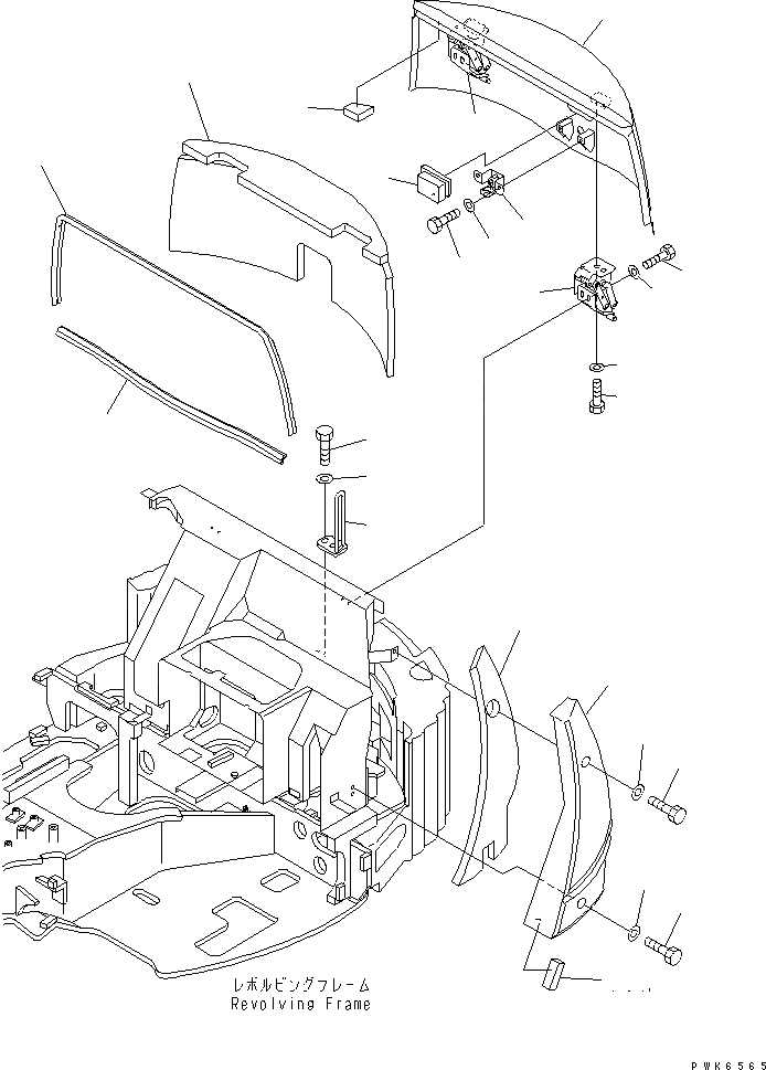 Схема запчастей Komatsu PC35MR-1 - КАПОТ (КАБИНА) ЧАСТИ КОРПУСА