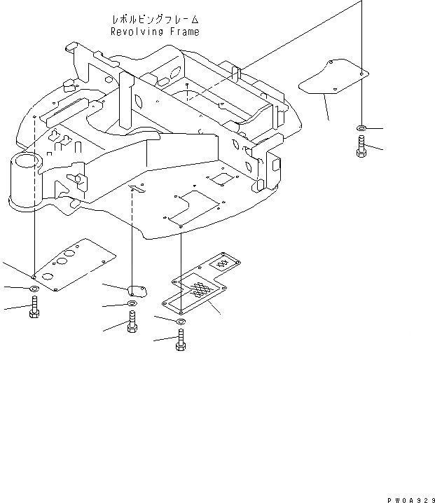 Схема запчастей Komatsu PC35MR-1 - НИЖН. КРЫШКА ЧАСТИ КОРПУСА