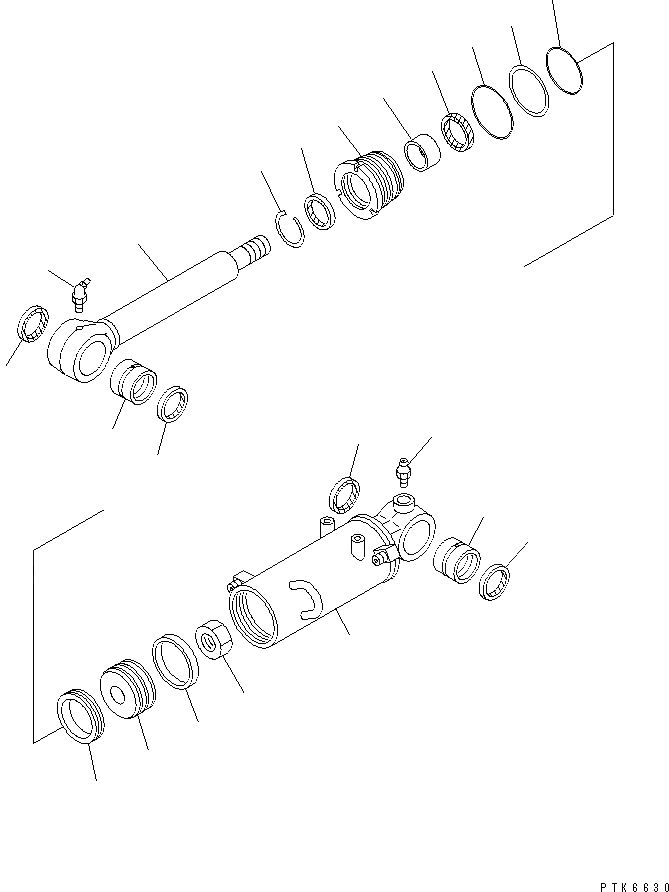Схема запчастей Komatsu PC35MR-1 - ЦИЛИНДР ОТВАЛА (ВНУТР. ЧАСТИ) ОСНОВН. КОМПОНЕНТЫ И РЕМКОМПЛЕКТЫ