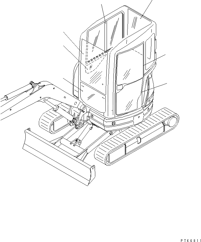 Схема запчастей Komatsu PC35MR-1 - СТЕКЛА И ЗАДН. VIEW MIRROR ЧАСТИ BOOK