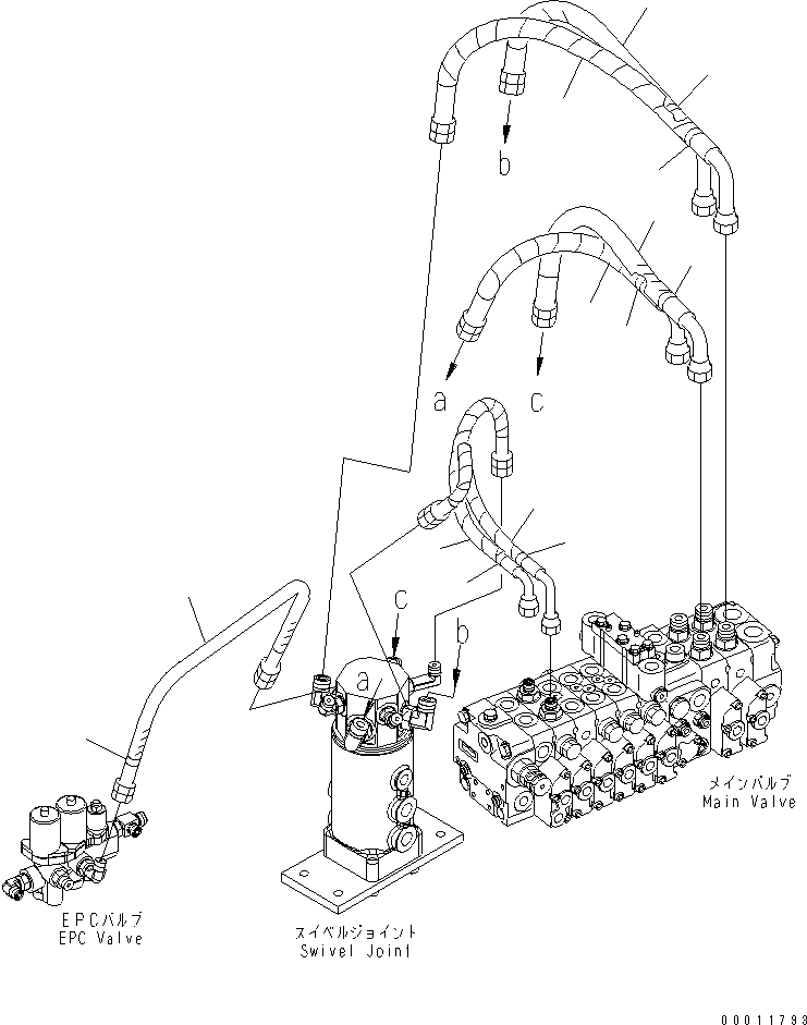 Схема запчастей Komatsu PC35MR-3 - ЛИНИЯ АКТУАТОРА (ХОД И ОТВАЛ) ГИДРАВЛИКА