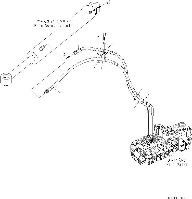 Схема запчастей Komatsu PC35MR-3 - ЛИНИЯ АКТУАТОРА (ПОВОРОТ СТРЕЛЫ) ГИДРАВЛИКА