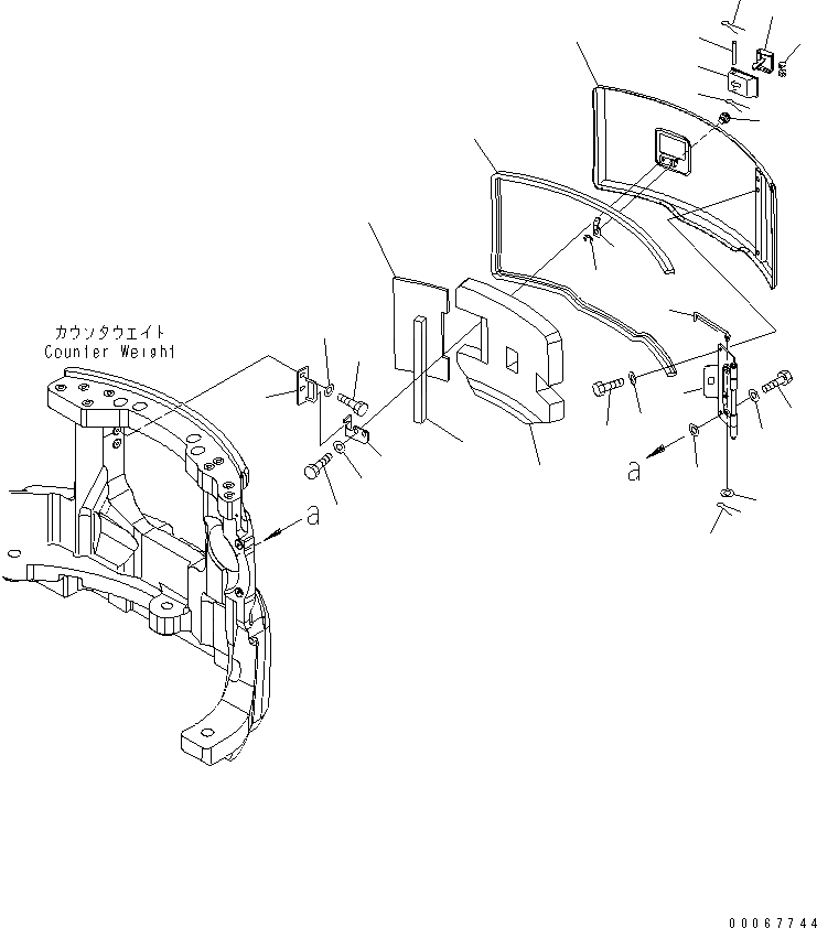 Схема запчастей Komatsu PC35MR-3 - КАПОТ ЧАСТИ КОРПУСА