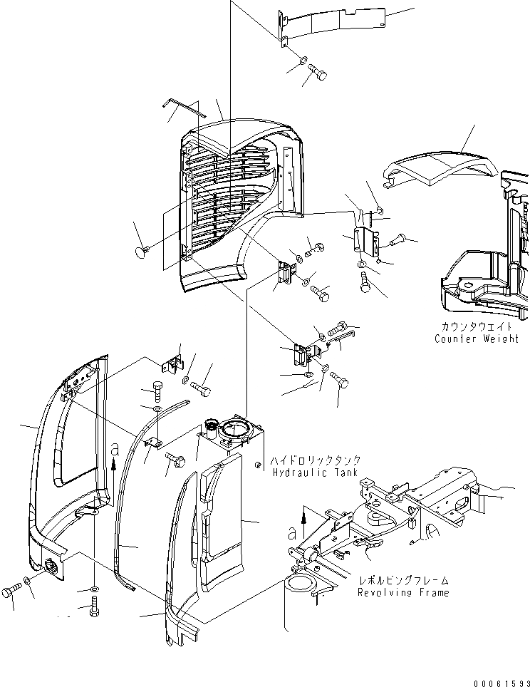 Схема запчастей Komatsu PC35MR-2 - ПРАВ. КРЫШКА(/) (С КОНДИЦИОНЕРОМ) (КАБИНА)(№9-) ЧАСТИ КОРПУСА