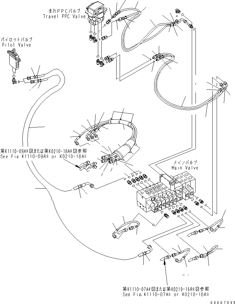Схема запчастей Komatsu PC35MR-3 - ОСНОВН. КЛАПАН (PPC ЛИНИЯ)(№-) ГИДРАВЛИКА