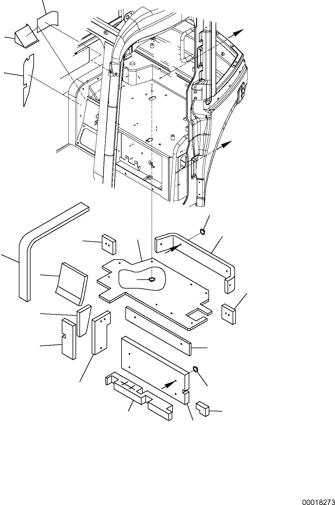 Схема запчастей Komatsu PC35MR-2 - SOUND-ЗАЩИТАING (ДЛЯ КАБИНЫ) ЧАСТИ КОРПУСА И КАБИНА