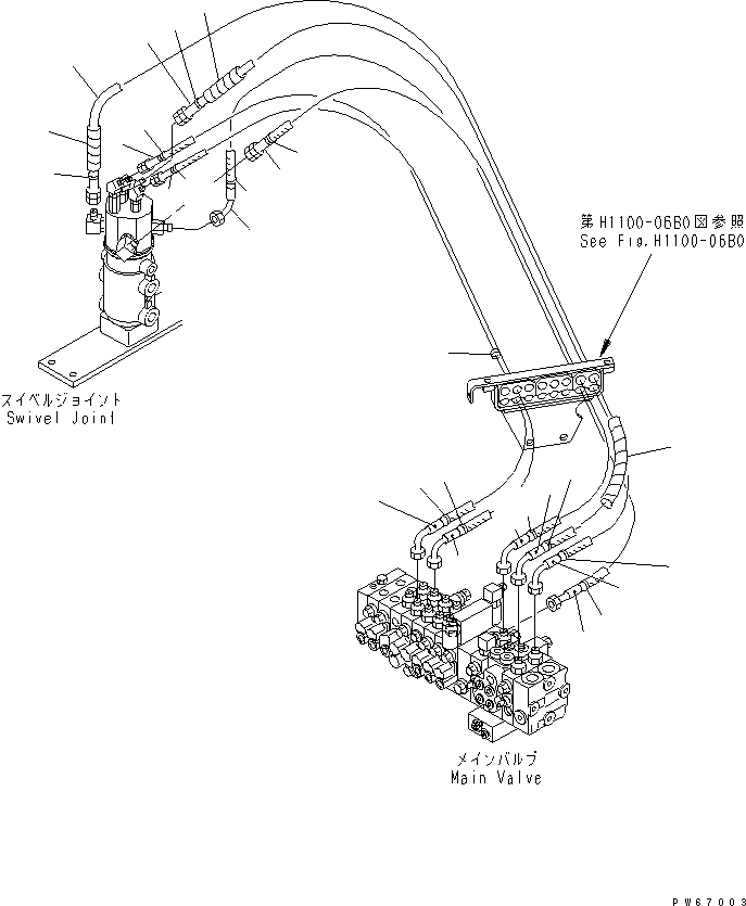 Схема запчастей Komatsu PC35MRX-1A - ЛИНИЯ АКТУАТОРА (ХОД И ОТВАЛ УПРАВЛ-Е)(№9-) ГИДРАВЛИКА