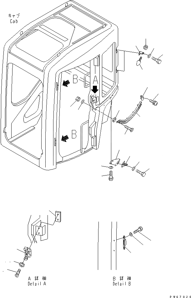 Схема запчастей Komatsu PC35MRX-1A - КАБИНА (7/) (БЛОК ДВЕРИ)(№9-) КАБИНА ОПЕРАТОРА И СИСТЕМА УПРАВЛЕНИЯ