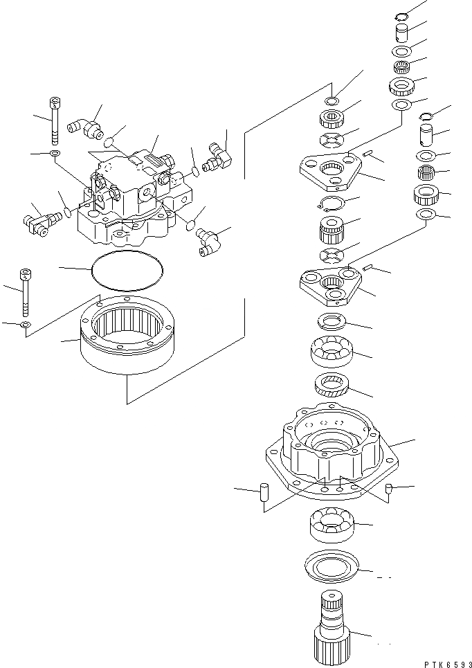 Схема запчастей Komatsu PC35MRX-1A - МЕХАНИЗМ ПОВОРОТА (ВНУТР. ЧАСТИ) ПОВОРОТН. КРУГ И КОМПОНЕНТЫ