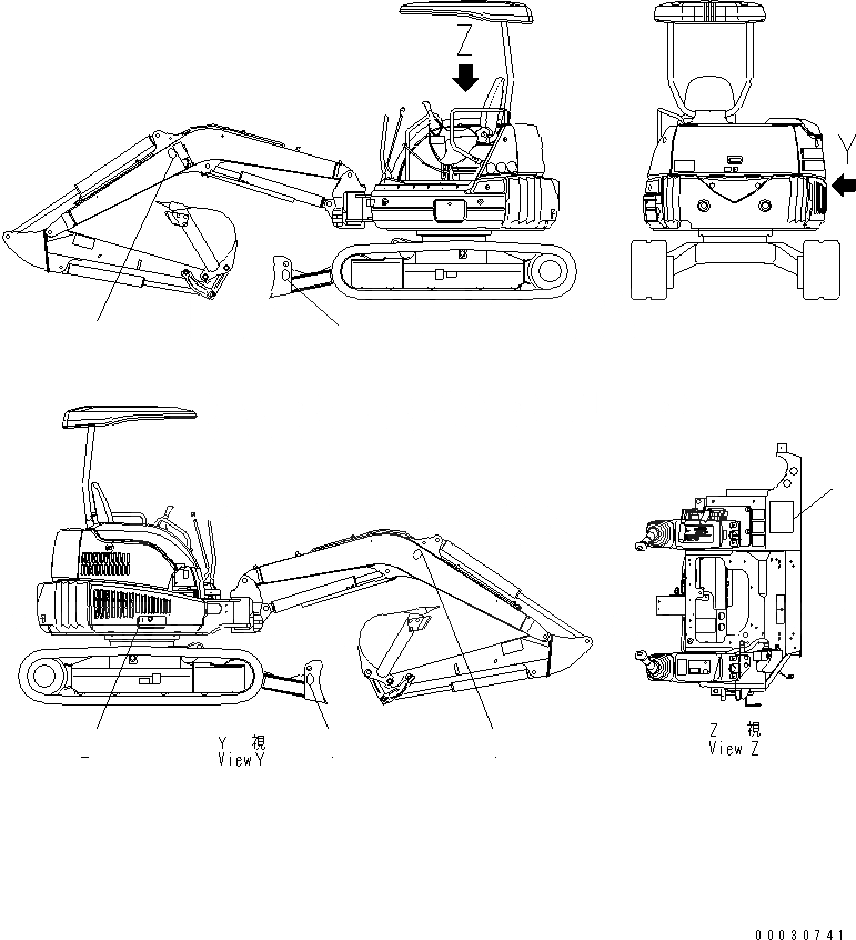 Схема запчастей Komatsu PC35MRX-1A - ПЛАСТИНА (ДЛЯ НАВЕСА) МАРКИРОВКА