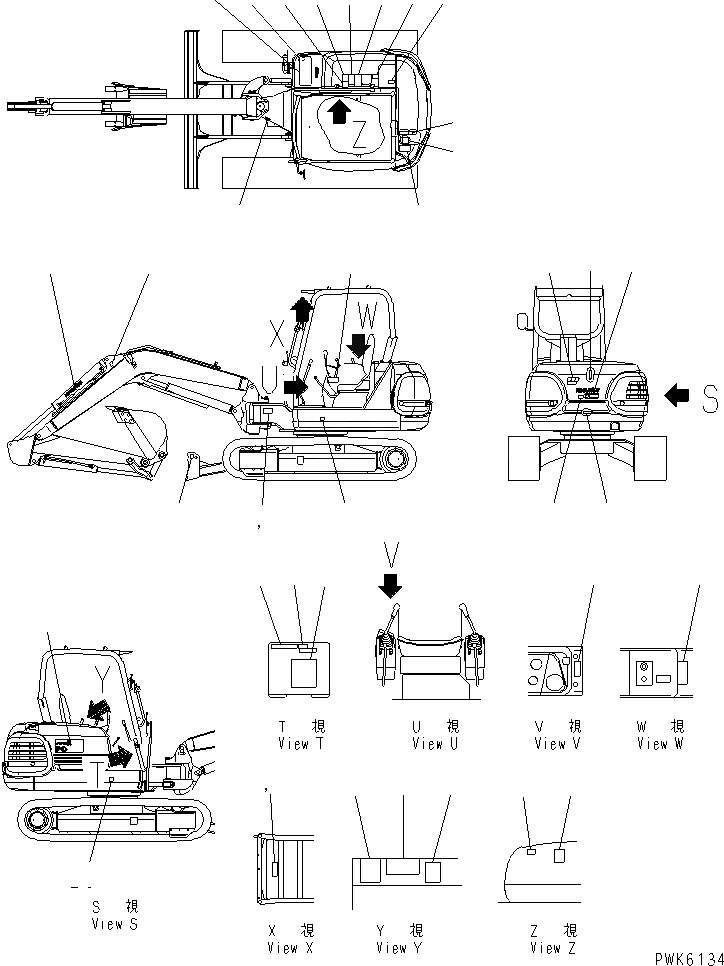 Схема запчастей Komatsu PC35R-8 - МАРКИРОВКА (ДЛЯ TOPS НАВЕС) (ДЛЯ США) МАРКИРОВКА