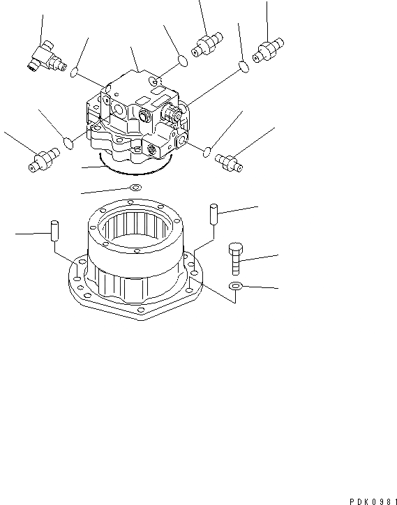 Схема запчастей Komatsu PC35R-8 - МЕХАНИЗМ ПОВОРОТА (КОМПОНЕНТЫ) ПОВОРОТН. КРУГ И КОМПОНЕНТЫ