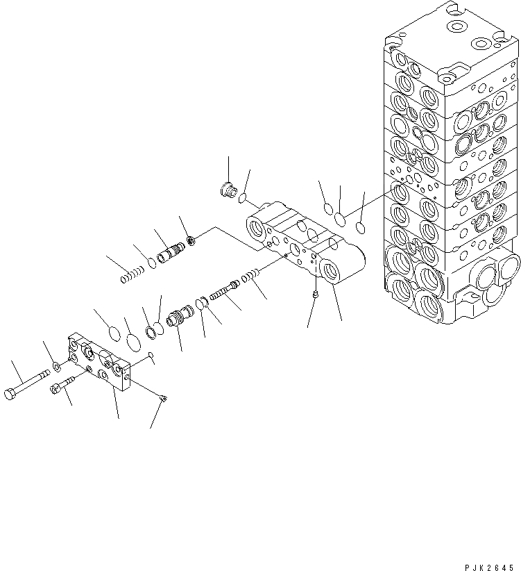 Схема запчастей Komatsu PC35R-8 - ОСНОВН. КЛАПАН (8-КЛАПАН) (/) ОСНОВН. КОМПОНЕНТЫ И РЕМКОМПЛЕКТЫ