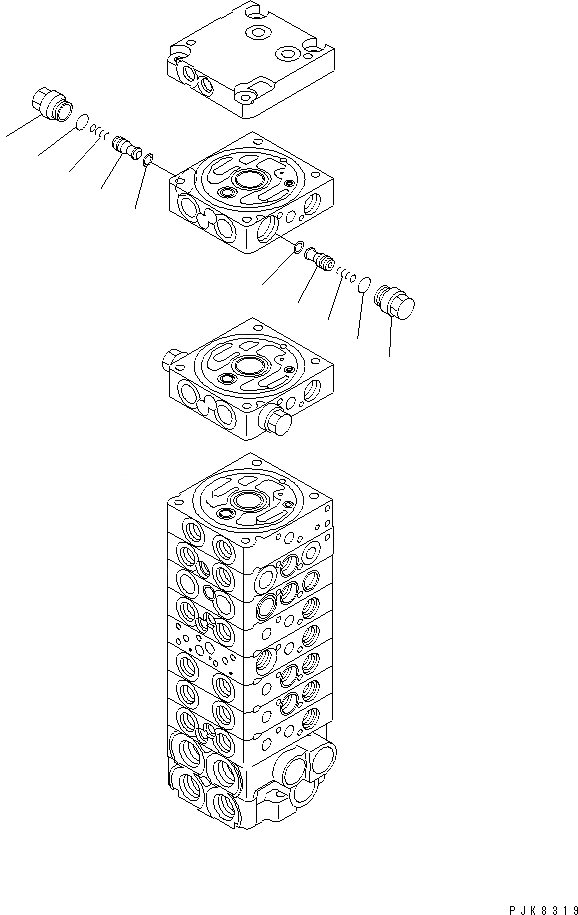 Схема запчастей Komatsu PC35R-8 - ОСНОВН. КЛАПАН (-КЛАПАН) (9/9) ОСНОВН. КОМПОНЕНТЫ И РЕМКОМПЛЕКТЫ