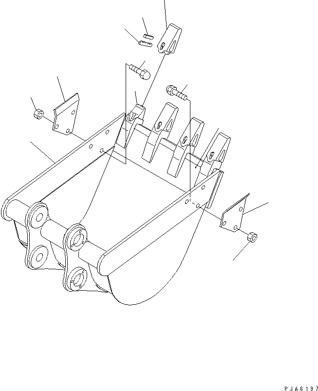 Схема запчастей Komatsu PC38UU-2 - КОВШ¤ .M (MINI .8M) ШИР. MM (ВЕРТИКАЛЬН. ПАЛЕЦ)(№8-) РАБОЧЕЕ ОБОРУДОВАНИЕ