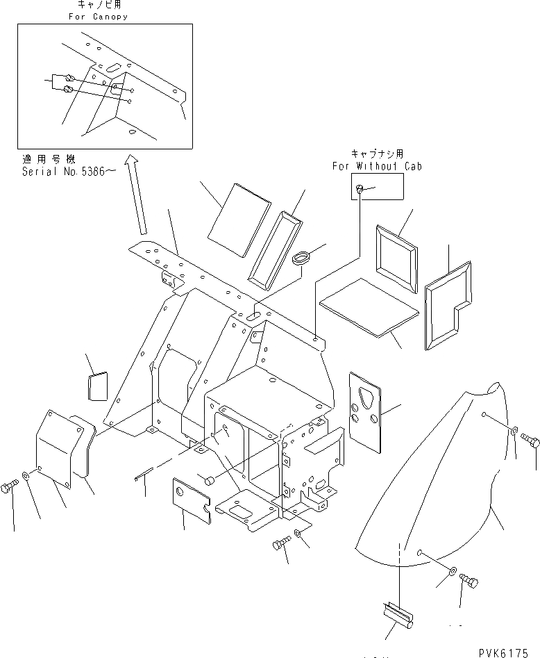 Схема запчастей Komatsu PC38UU-2 - КАПОТ (COVER) ЧАСТИ КОРПУСА