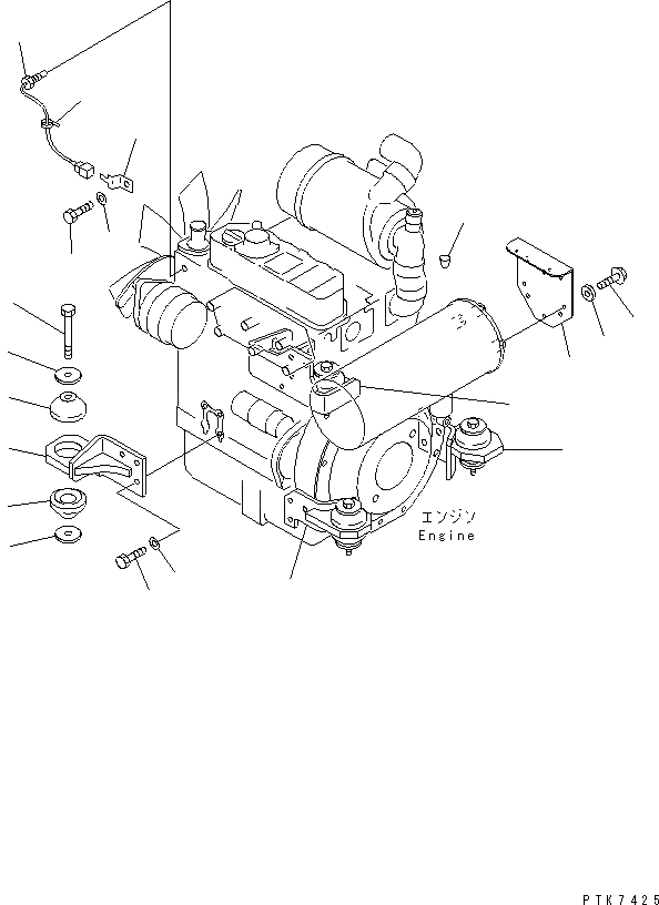 Схема запчастей Komatsu PC38UU-3 - КРЕПЛЕНИЕ ДВИГАТЕЛЯ(№7-8) КОМПОНЕНТЫ ДВИГАТЕЛЯ