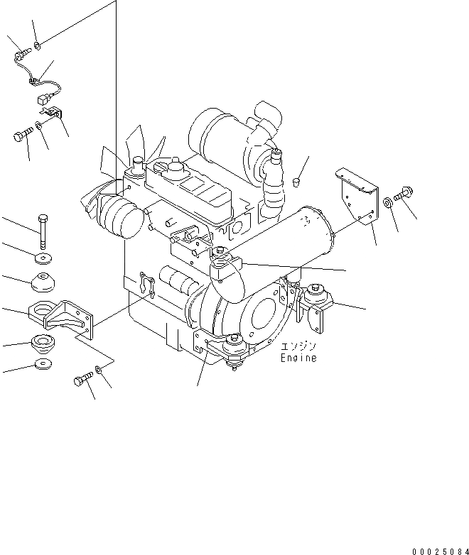 Схема запчастей Komatsu PC38UU-3 - КРЕПЛЕНИЕ ДВИГАТЕЛЯ (С КОНДИЦИОНЕРОМ) КОМПОНЕНТЫ ДВИГАТЕЛЯ