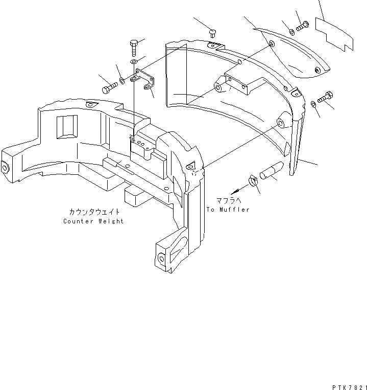 Схема запчастей Komatsu PC38UU-3 - ДОПОЛНИТ. ПРОТИВОВЕС AND COVER ЧАСТИ КОРПУСА