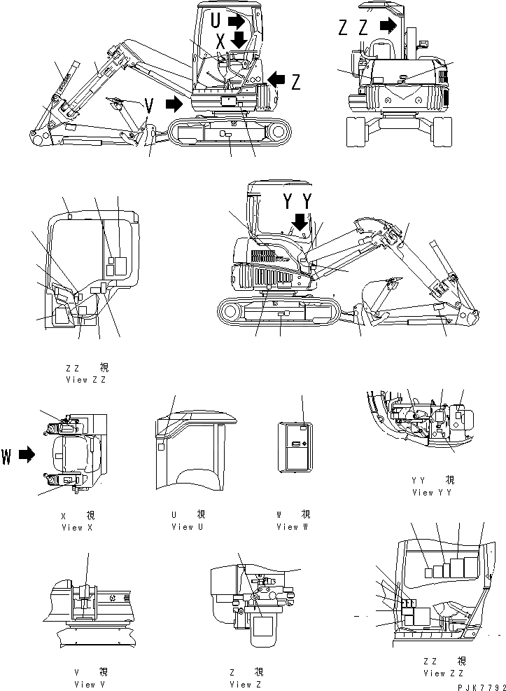 Схема запчастей Komatsu PC38UU-3 - МАРКИРОВКА(№7-9) МАРКИРОВКА