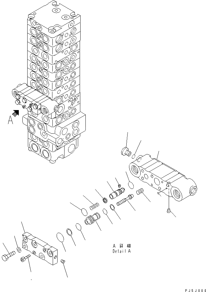 Схема запчастей Komatsu PC38UU-3 - ОСНОВН. КЛАПАН (-КЛАПАН) (/) ОСНОВН. КОМПОНЕНТЫ И РЕМКОМПЛЕКТЫ