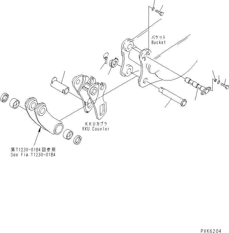 Схема запчастей Komatsu PC38UUM-2 - ПАЛЕЦ КОВША (MULTI CHANGE) (K--ТИП КОВШ) (ДЛЯ KKU COUPLER)(№-) КАТАЛОГИ ЗЧ