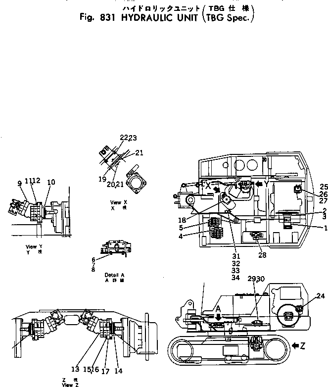 Схема запчастей Komatsu PC40-2 - ГИДРАВЛ БЛОК (СПЕЦ-Я TBG) ОПЦИОННЫЕ КОМПОНЕНТЫ