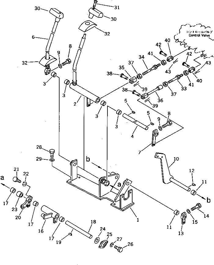 Схема запчастей Komatsu PC40-5 - РЫЧАГ УПРАВЛ-Я ХОДОМ (ДЛЯ I.S.O. PATTERN) СИСТЕМА УПРАВЛЕНИЯ И ОСНОВНАЯ РАМА