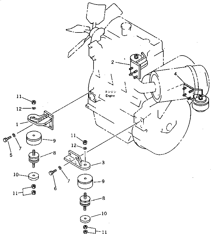 Схема запчастей Komatsu PC40-5 - КРЕПЛЕНИЕ ДВИГАТЕЛЯ(№8-99) КОМПОНЕНТЫ ДВИГАТЕЛЯ И ЭЛЕКТРИКА