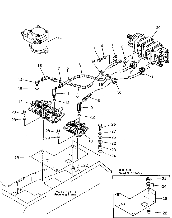 Схема запчастей Komatsu PC40-6 - ГИДРОЛИНИЯ (ИЗ НАСОСА В КЛАПАН) (ДЛЯ МОЛОТА) УПРАВЛ-Е РАБОЧИМ ОБОРУДОВАНИЕМ