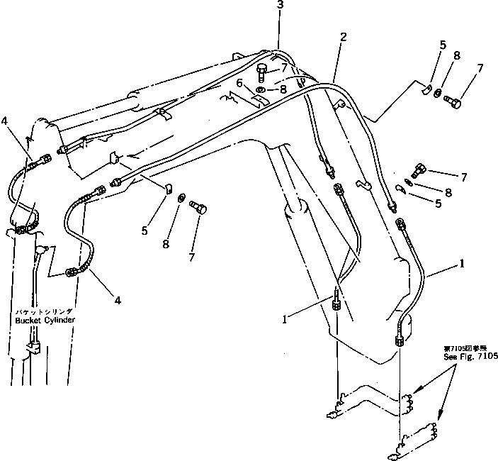 Схема запчастей Komatsu PC40-6 - ГИДРОЛИНИЯ (ЦИЛИНДР КОВША) (HOE ) РАБОЧЕЕ ОБОРУДОВАНИЕ