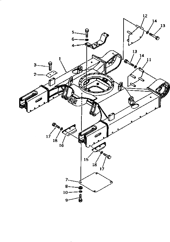 Схема запчастей Komatsu PC40-7 - ГУСЕНИЧНАЯ РАМА (ДЛЯ 8MM И MM ШИР. STEEL SHOE) ХОДОВАЯ