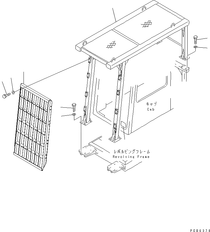 Схема запчастей Komatsu PC400 - F.O.P.S. (С ФРОНТАЛЬНАЯ ЗАЩИТА) (EC СПЕЦ-Я.)(№-) ЧАСТИ КОРПУСА