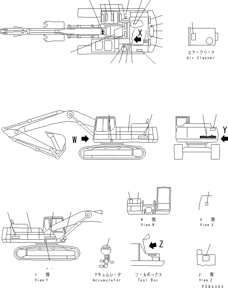 Схема запчастей Komatsu PC400 - МАРКИРОВКА (ШАССИ) (EC СПЕЦ-Я.)(№-) МАРКИРОВКА¤ ИНСТРУМЕНТ И РЕМКОМПЛЕКТЫ