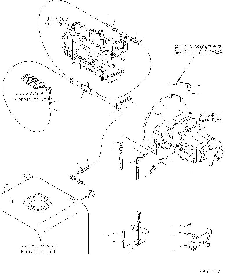 Схема запчастей Komatsu PC400-6Z - LS ЛИНИЯ (ЛИНИЯ НАСОСА) (БЕЗ КЛАПАНА EPC)(№-) ГИДРАВЛИКА