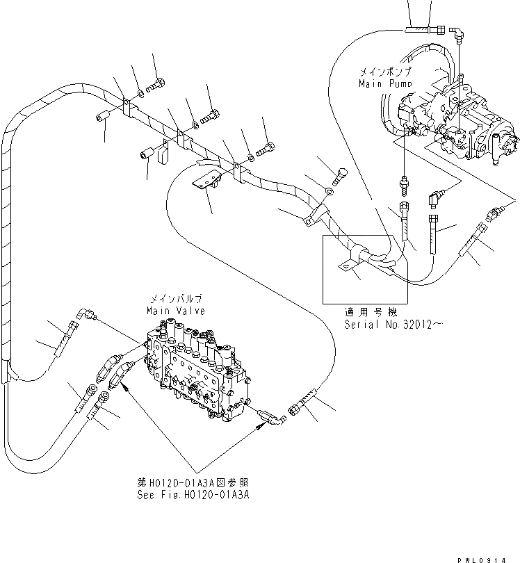 Схема запчастей Komatsu PC400-6Z - LS ЛИНИЯ (ИЗ НАСОСА В КЛАПАН)(№-) ГИДРАВЛИКА