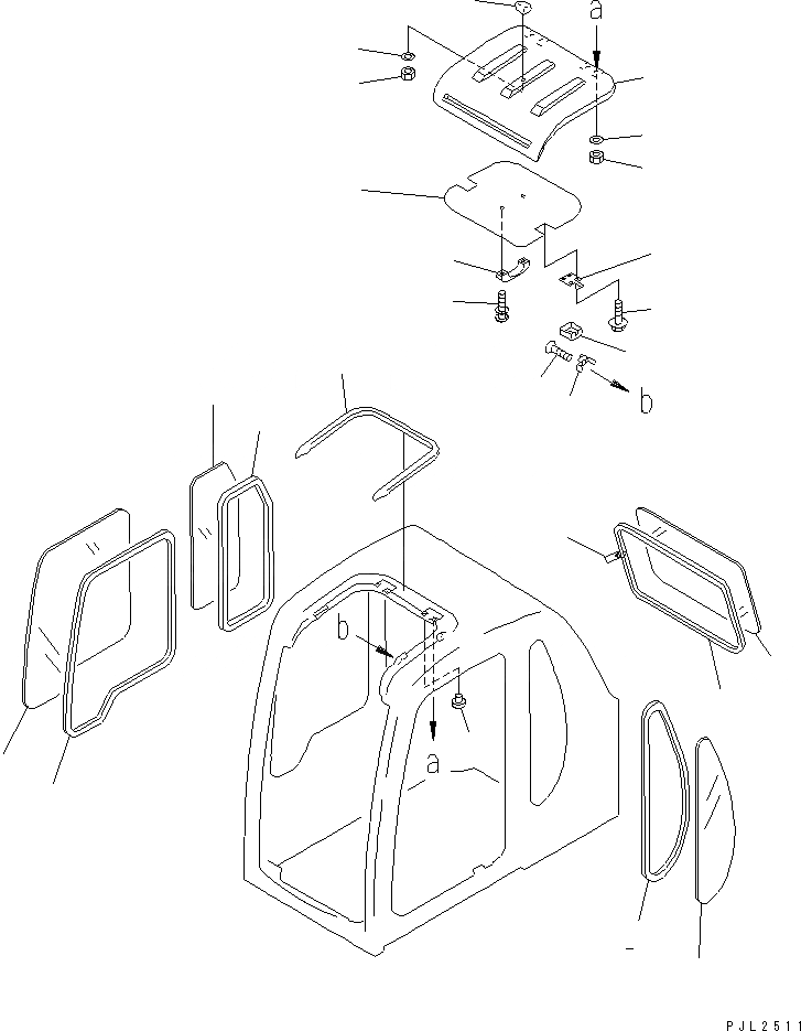 Схема запчастей Komatsu PC400-6Z - КАБИНА (ОКНА И ВЕНТИЛЯТОР В КРЫШЕ)(№-999) ОСНОВН. КОМПОНЕНТЫ И РЕМКОМПЛЕКТЫ