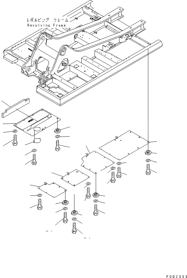 Схема запчастей Komatsu PC400-6Z - НИЖН. КРЫШКА (ОСНОВНАЯ РАМА)(№-) ЧАСТИ КОРПУСА